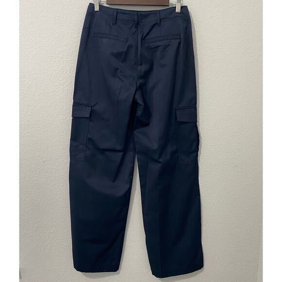 Tommy Hilfiger Pants Womens Size 2 Cary Capsule Cargo Navy Straight Wide Leg - Picture 2 of 9